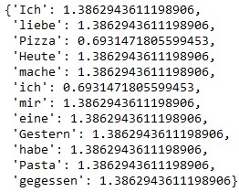 Python Output BM25+ IDF-Werte